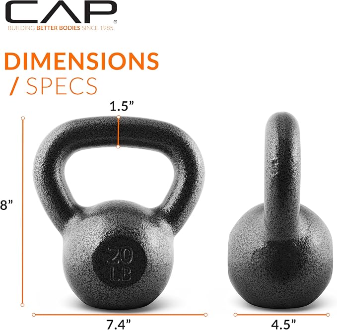 CAP Barbell Cast Iron Kettlebell - Singles and Sets, Multiple Weight Choices