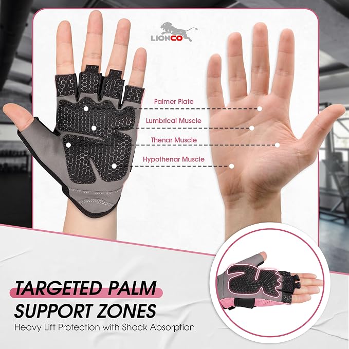 LIONCO Workout Gloves for Men Women,Weight Lifting Gloves with Breathable Gel Padded Excellent Grip for Gym Exercise,Cycling,Weightlifting,Fitness Training,Pull Ups and Climbing and Rowing