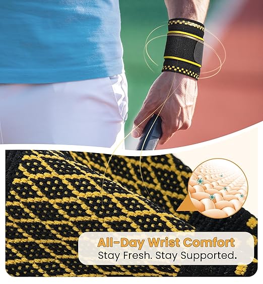 Copper Infused Compression Wrist Support Brace with Adjustable Wrap, Large | 2-Pack, Men & Women, Carpal Tunnel Relief, Tendonitis & Arthritis, Sports Support, Breathable Sleeve