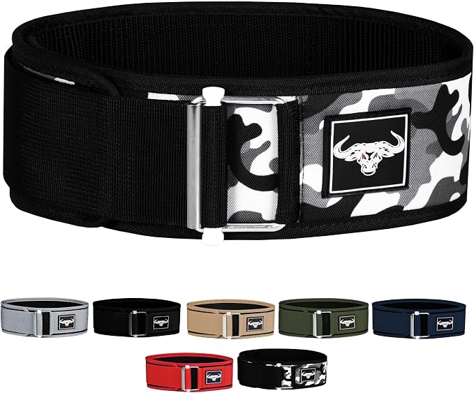 IBRO Quick Locking Premium Weight Lifting Belt - Back Support for Powerlifting, Cross Training & Gym Bodybuilding - 4 Inch Nylon Men and Women with Metal Buckle for Core Stability