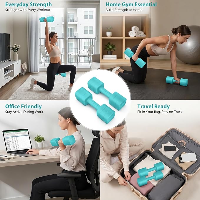 Adjustable Dumbbell Set of 2, 2.2-20LB Adjustable Weight Set, 3 in 1 Free Weights Dumbbells Set for women men at home, 2.2lb, 3.6lb, 5lb,10lb, 20lb, for Home, Office, Gym Exercise Training, Anti-slip Handle