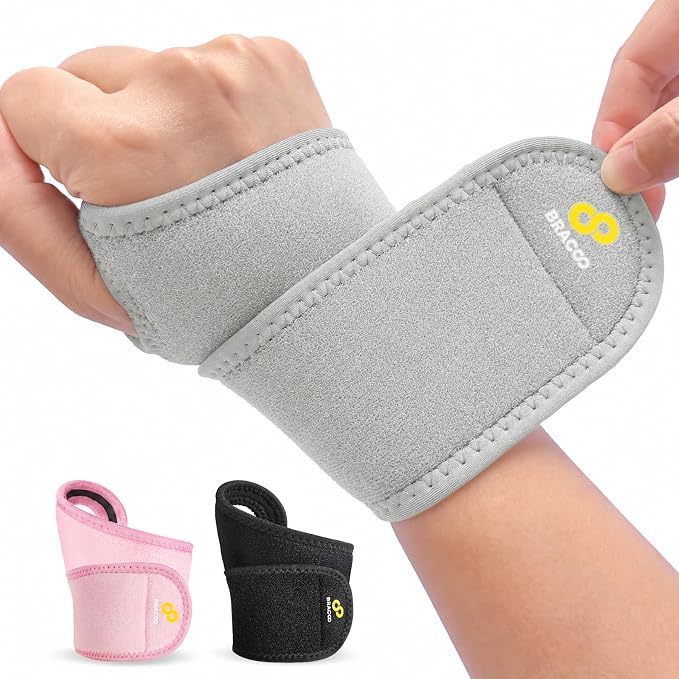 Bracoo Carpal Tunnel Wrist Brace with Compression Wrap | Adjustable Wrist Support Strap for Tendonitis, Arthritis, Pain Relief, Wrist Wrap for Left or Right Hand, WS10