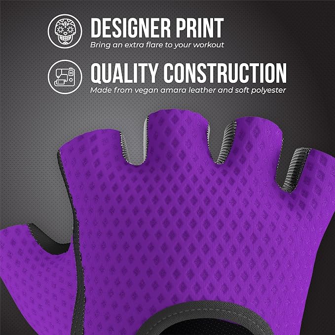 Contraband Pink Label 5307 Womens Designer Workout Gloves | Low Sweat Diamond Mesh Fabric w/Grip-Lock™ Silicone Palm