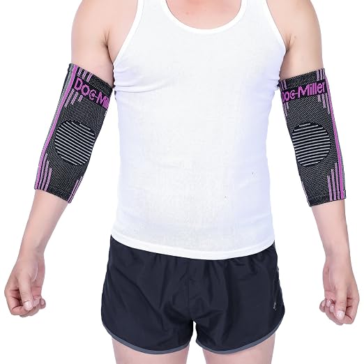 Doc Miller Elbow Compression Sleeves for Tendonitis, Women & Men, 1 Pair | Compression support, Arm Brace, Tennis Injuries, Bursitis Relief, Tendon Care, Active Use, Sports & Recovery