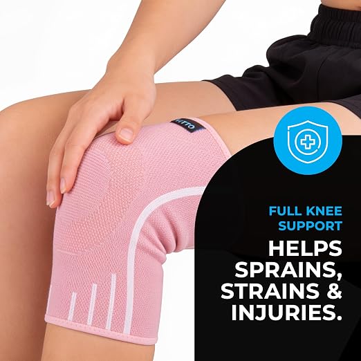 VITTO Kids Knee Brace - Osgood Schlatter Knee Brace Youth, Compression Sleeve for Boys and Girls from 4-14 years old (Pink, L)