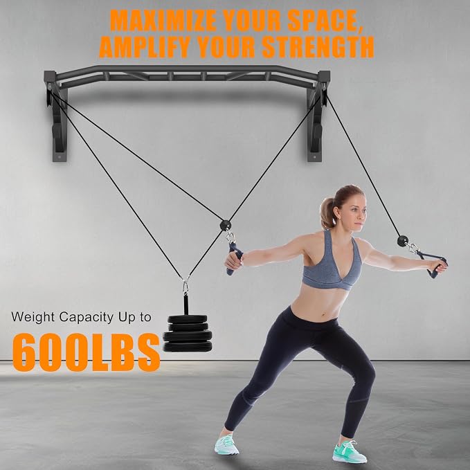 Upgrade Pull Up Bar Wall Mounted,Heavy Duty Multi Grip Chin Up Bar for Strength Training, 600 lbs Capacity, Durable Steel Construction, Perfect for Home and Garage Workouts