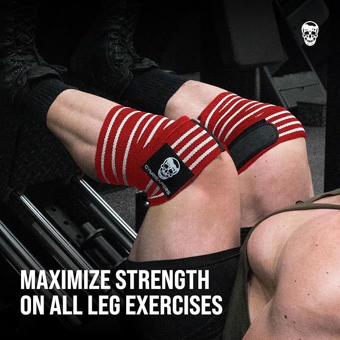 Gymreapers Knee Wraps for Squats and Powerlifting 72 Inch Compression Wraps with Strap for Men & Women Weightlifting Support