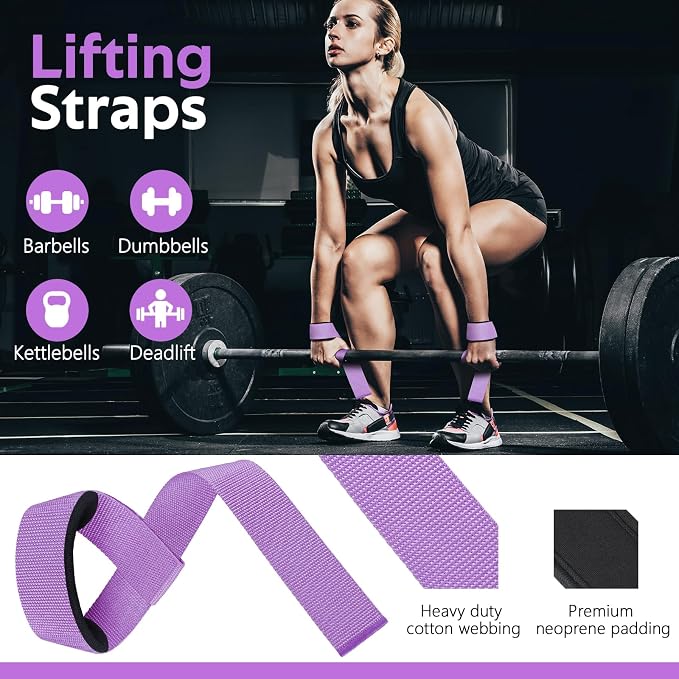 WALITO 8Pcs Barbell Pad Set for Hip Thrust - Squat Pad,Gym Accessories for Women with Bar Bad,Bench Press, with Gym Ankle Straps,Resistance Bands for Working Out,Lifting Strap,Carry Bag