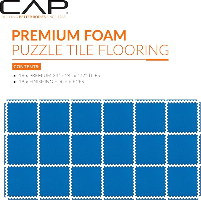 CAP Puzzle Exercise Mats | 1/2” Thick EVA Interlocking Foam Tiles for Home Gym Flooring | Multiple Options