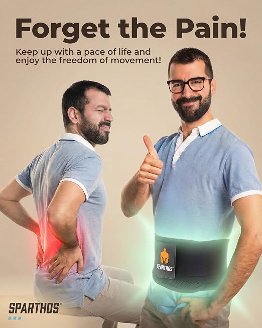 Sparthos Back Brace for Women & Men, Sciatica, Lower Back Pain - Black-XL
