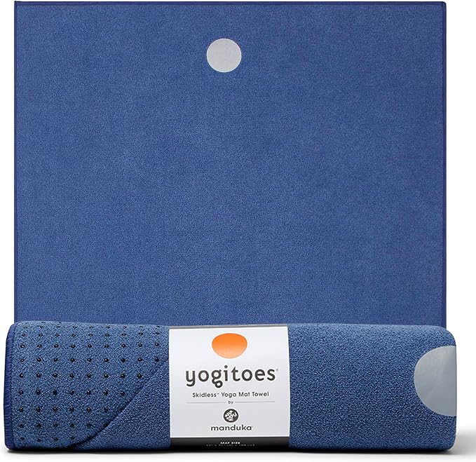 Manduka Yogitoes Hot Yoga Mat Towel - 71" | Moisture Activated Grip | Patented Silicone Nubs | Highly Absorbent, Durable & Easy Care | Made from Recycled Materials | 71 x 24 Inches | Moon
