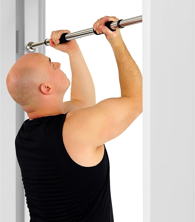 Sunny Health & Fitness Adjustable Doorway Chin Up/Pull Up Bar | Adjustable Doorway Fitment, Strong Steel Frame, Foam Padded Handlebars, Anti-Slip Pads, Ideal for Upper Body Workouts