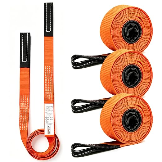 XSTRAP STANDARD 4PK 1"x6.5ft Lifting Sling Straps 2000 lb Vertical Capacity | 1600 lbs Choker / 4000 lbs Basket Capacity, 5:1 Safety Factor Polyester Web Slings for Rigging, Hoist, Tree Stump Removal