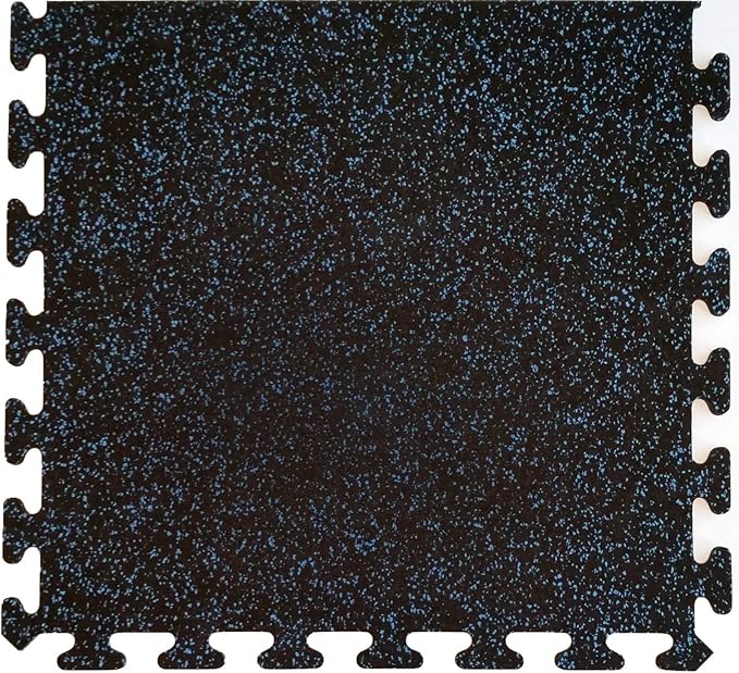 American Floor Mats Fit-Lock 3/8 Inch Heavy Duty Rubber Flooring - Interlocking Rubber Tiles (24" x 24" Tile) 10% Red - Single Border Tile