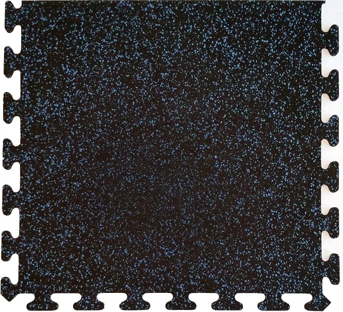 American Floor Mats Fit-Lock 3/8 Inch Heavy Duty Rubber Flooring - Interlocking Rubber Tiles (24" x 24" Tile) 10% Tan - Single Border Tile