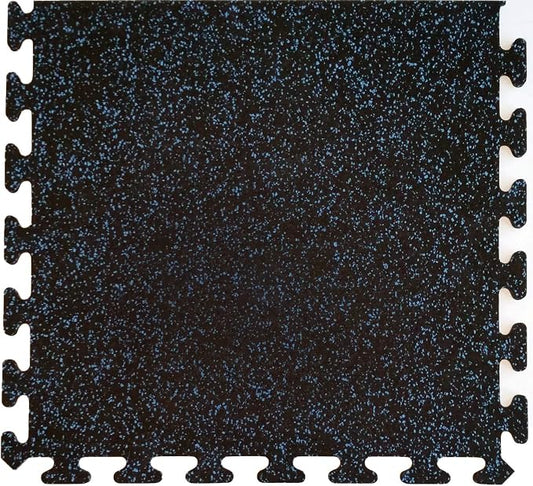 American Floor Mats Fit-Lock 3/8 Inch Heavy Duty Rubber Flooring - Interlocking Rubber Tiles (24" x 24" Tile) 10% Tan - Single Border Tile