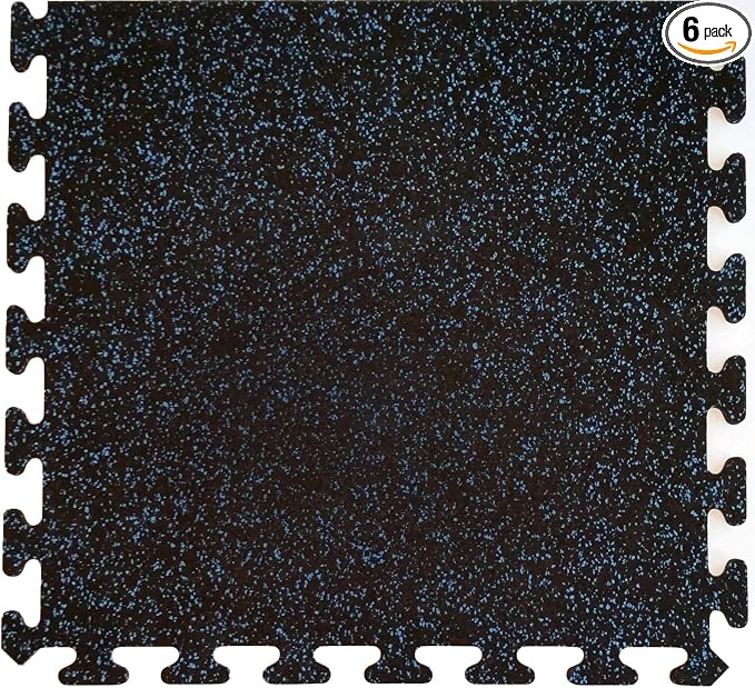 American Floor Mats Fit-Lock 3/8 Inch Heavy Duty Rubber Flooring - Interlocking Rubber Tiles (24" x 24" tile) 10% Grey - 6 Border Tiles Expansion Pack