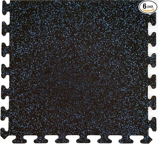 American Floor Mats Fit-Lock 3/8 Inch Heavy Duty Rubber Flooring - Interlocking Rubber Tiles (24" x 24" tile) 10% Tan - 6 Border Tiles Expansion Pack