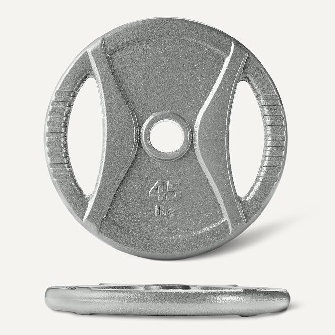 Amazon Basics 2-Inch Olympic Grip Weight Plates, Cast Iron, for Powerlifting, CrossFit & Strength Training