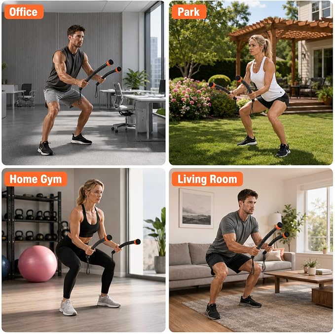 Cordless Battle Ropes with Adjustable Weight & Ropeless Battle Ropes for Home Gym – Low Impact HIIT Strength Training for Men & Women (Black)