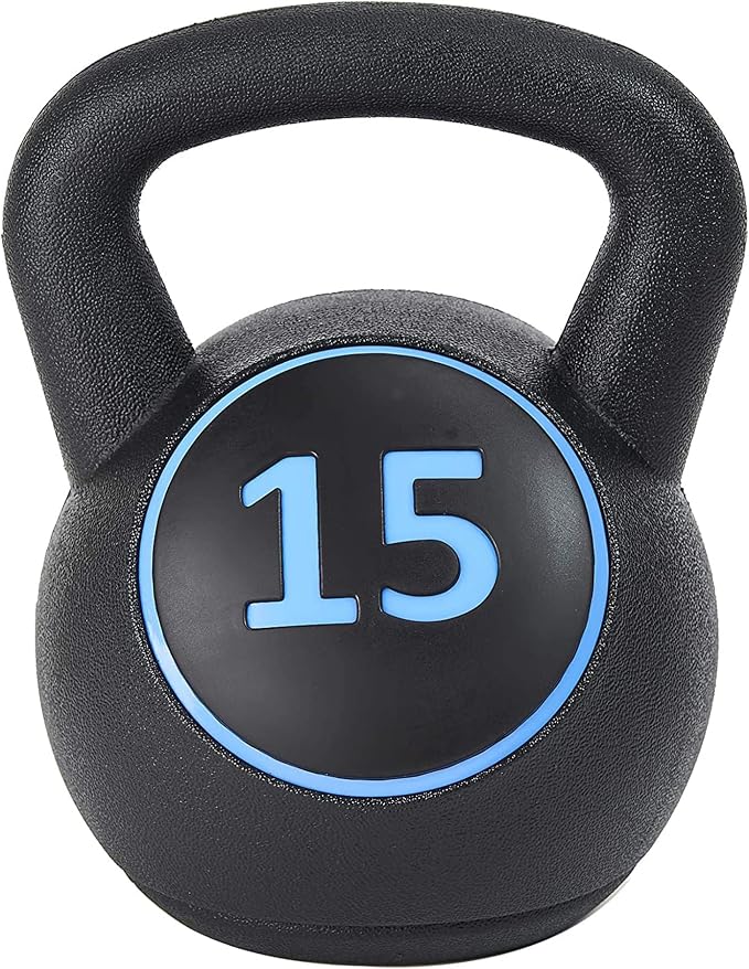 BalanceFrom Vinyl Kettlebell Set, 30/45/50/75 Pound Options – Cement-Filled Strength Training Weights with Ergonomic Grip and Color Coding for Full Body Fitness at Home or Gym