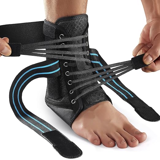 Ankle Brace for Women Men, Lace Up Foot Stabilizer for Sprained Ankle | 2 Removable Side Stabilizers, Quick Lace-Up, Figure 8 Support, Adujustable, Fit for Achilles Tendonitis, Injured Ankle