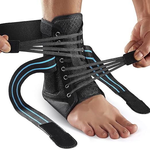 Ankle Brace for Women Men, Lace Up Foot Stabilizer for Sprained Ankle | 2 Removable Side Stabilizers, Quick Lace-Up, Figure 8 Support, Adujustable, Fit for Achilles Tendonitis, Injured Ankle