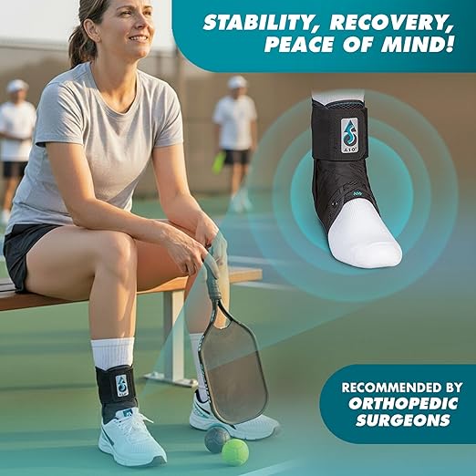 Med Spec ASO Ankle Stabilizer Lace Up Ankle Brace Sprain Support Black, LG | Ankle Brace for Sprains, Instability, Bilateral Orthopedic Support, Sports Injury Recovery, Men, Women, Teens & Kids. 264015