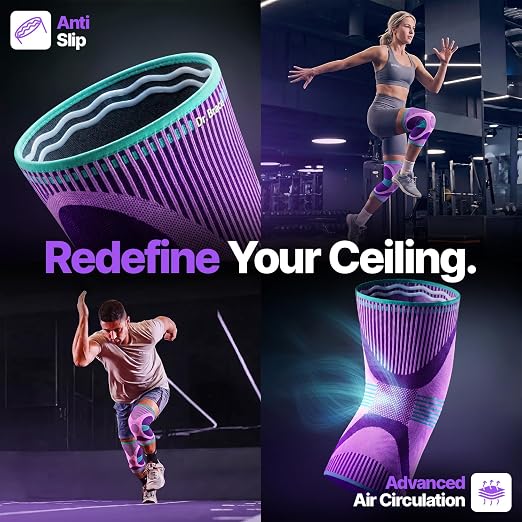 DR. BRACE Elite Compression Knee Brace for Women & Men, (2-Pack) Knee Support Compression Sleeve, Workout Sports Knee Braces for Meniscus Tear, ACL & Arthritis Pain Relief - Check Size Guide Video (Galaxsis, Small)