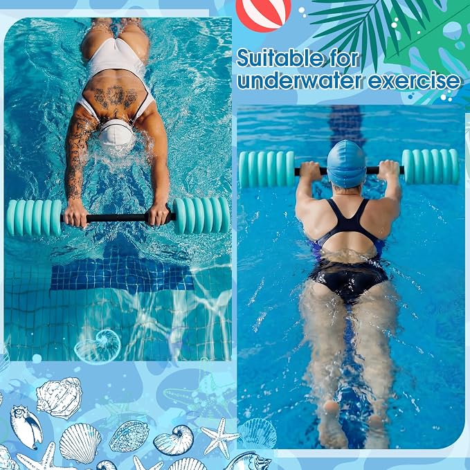 Soulchen Long Aquatic Exercise Dumbbells Pool Exercise Foam Water Weights Dumbbell Aquatic Pool Barbells with High Density EVA Foam for Swim Water Aerobics Workouts Loss