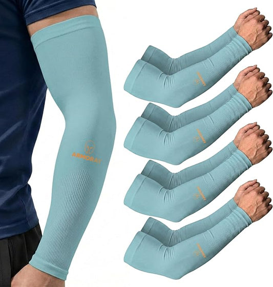 ARMORAY Arm Sleeves for Men and Women - UV Sun Protection Cooling Compression - Tattoo Cover Up Sleeve for Daily Wear & Work