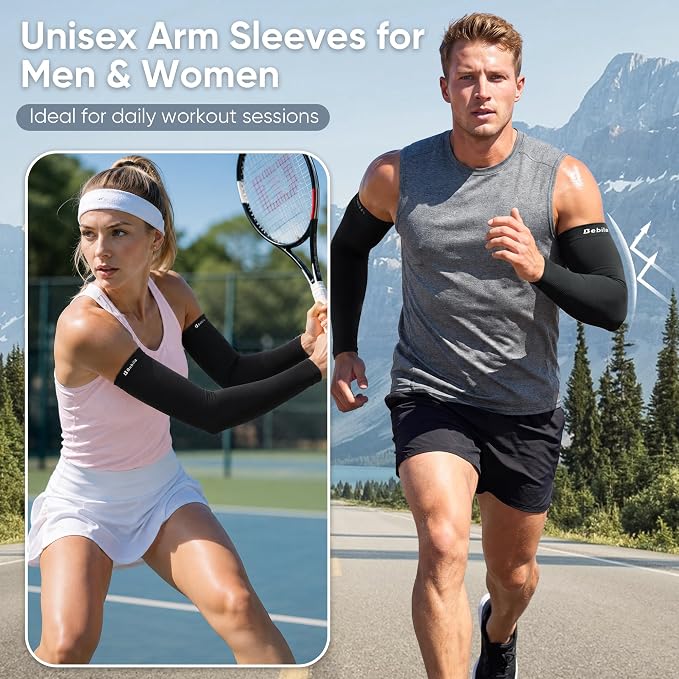 Bebila Arm Sleeves for Men Women, UV Sun Protection Cooling Compression Outdoor