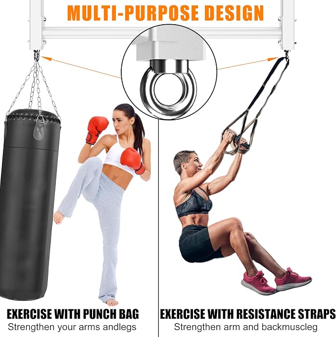 Ceiling Mounted Pull Up Bar, Heavy Duty 700 LBS Multi Grip Pull Up Bars, 16"/24" Rafter Chin Up Bar, Ceiling Joist for Garage/Gym/Basement with Comfortable Grip & Round Anchors, Easy to Install