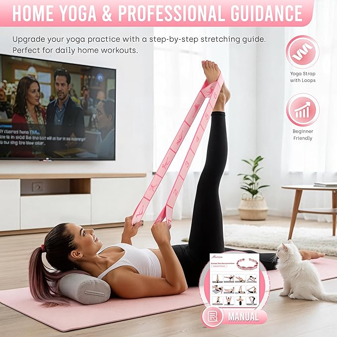 Resistance Bands, Stretch Band for Exercise, Physical Therapy, Rehab & Flexibility, Home Gym Equipment for Yoga, Pilates, Dance, Gymnastics, Number Loop Elastic Strap for Leg and Hip Stretches