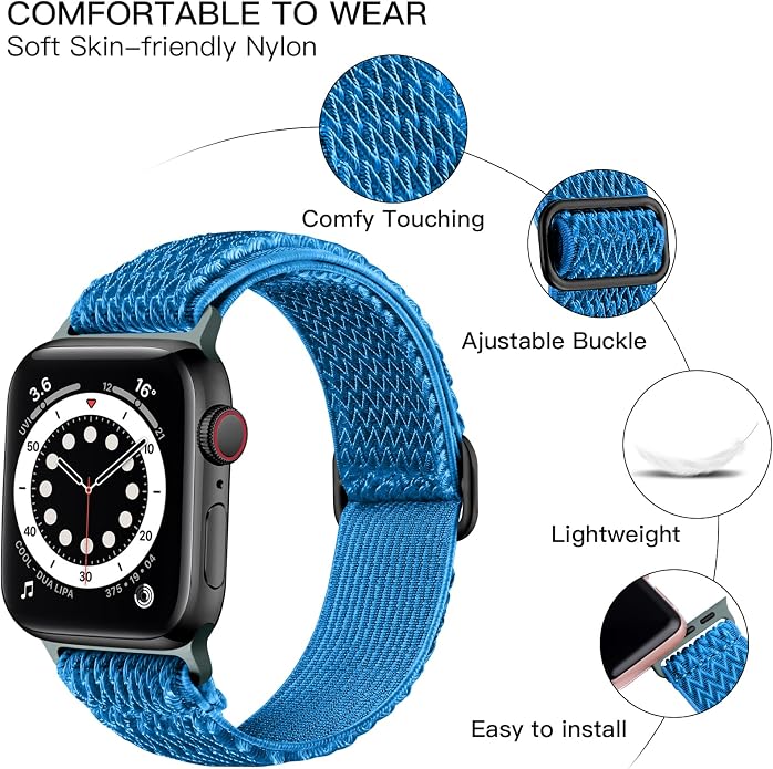 Lerobo Stretchy Nylon Solo Loop Band, Compatible with Apple Watch Series 11 10 9 8 7 6 5 4 3 SE3/2/1 Ultra3/2/1, Adjustable Strap for iwatch Band 44mm 45mm 46mm 49mm 42mm 40mm 41mm 38mm for Women Men
