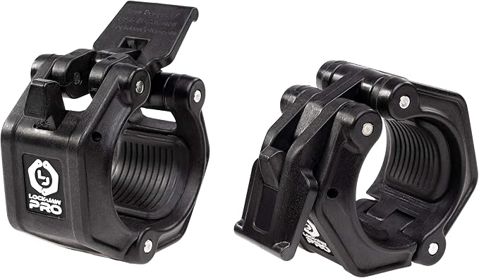Lock-Jaw PRO 2 Barbell Collars Olympic Barbell Clamps 2 Pcs – Heavy Duty Bar Clamps for 2” & 50mm Olympic Bars – Secure Weight Bar Clamps for Strength Training & Home Gym Accessories – Quick Release