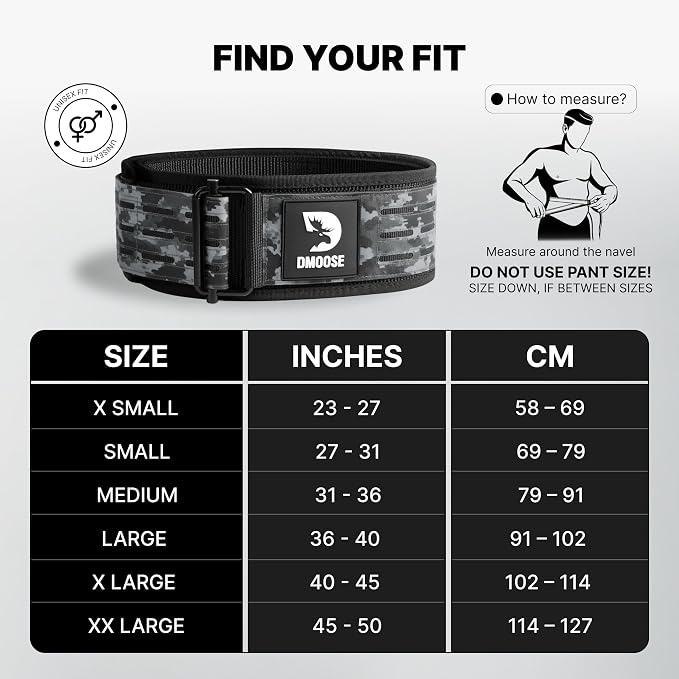 DMoose Fitness Auto Locking Weight Lifting Belt for Men & Women - 4" Nylon Squat & Deadlift Belt with Quick-Release Buckle - Gym Workout Belts for Lumbar Back Support for Weightlifting & Powerlifting