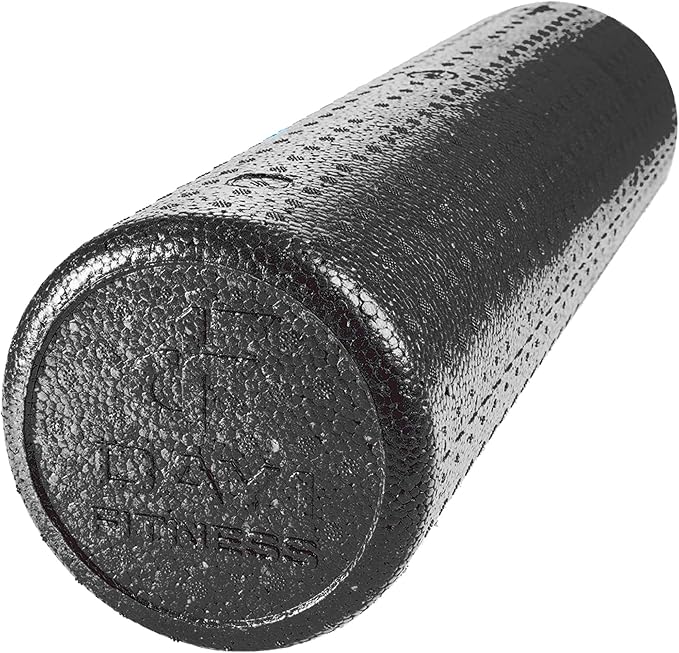 High Density Muscle Foam Rollers by Day 1 Fitness - Sports Massage Rollers for Stretching, Physical Therapy, Deep Tissue, Myofascial Release - Ideal for Exercise and Pain Relief - Solid Black, 24"