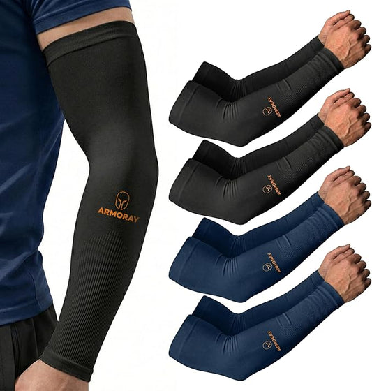 ARMORAY Arm Sleeves for Men and Women - UV Sun Protection Cooling Compression - Tattoo Cover Up Sleeve for Daily Wear & Work