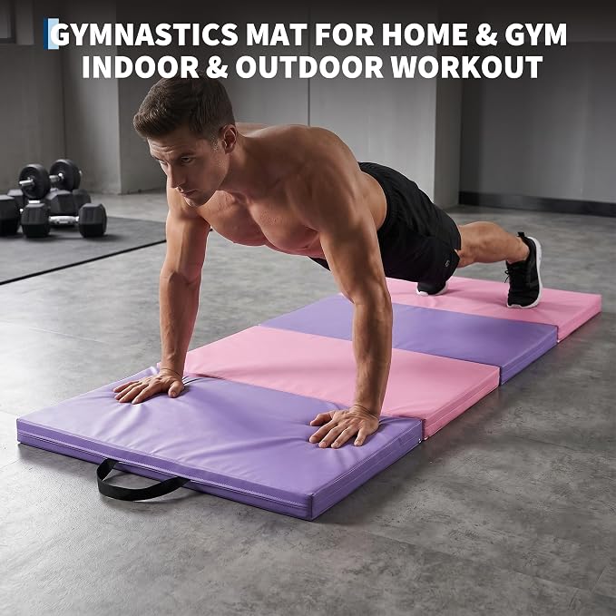 Garvee Gymnastics Mat, 6.2Ft 2-Inch Thick 4-Fold | Exercise Floor Mat for Home Gym, Portable Yoga Mat for Pilates, Aerobics, Martial Arts & Training
