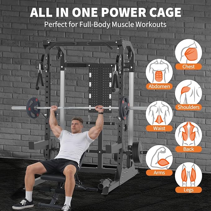 Garvee Power Cage 2000LB Power Rack with Independent Dual Pulley System