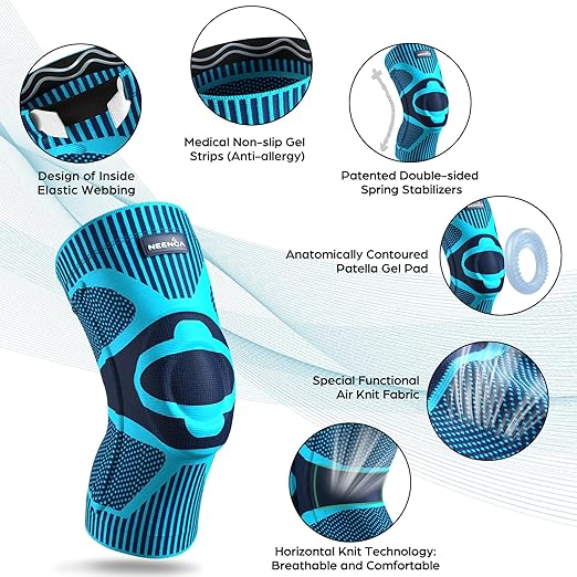 NEENCA Professional Knee Brace, Medical Knee Support for Women & Men Relief | Patented Patella Gel Pad & Side Stabilizers, Compression Sleeve for Knee Pain, Swelling, ACL, PCL, Arthritis, Sports, Workout