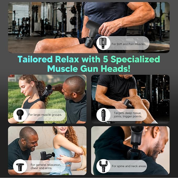 arboleaf Mini ThermaCool Massage Gun, Hot & Cold Percussion Muscle Relief | hot and cold percussion, back muscle relief, quiet handheld, travel size, Gifts for Him and Her