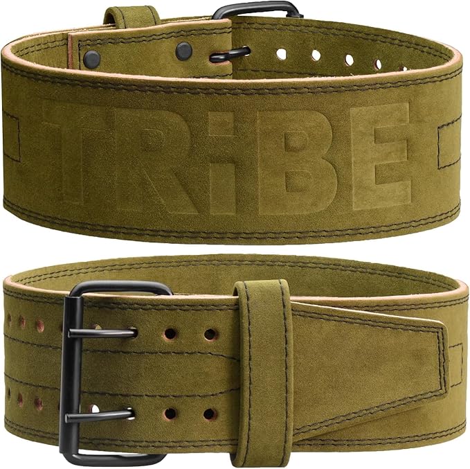 5mm Genuine Leather Weight Lifting Belt for Squats and Deadlifts | 4-inch lumbar support, two-prong buckle, double-layer construction, comfortable adjustable fit for heavy lifts