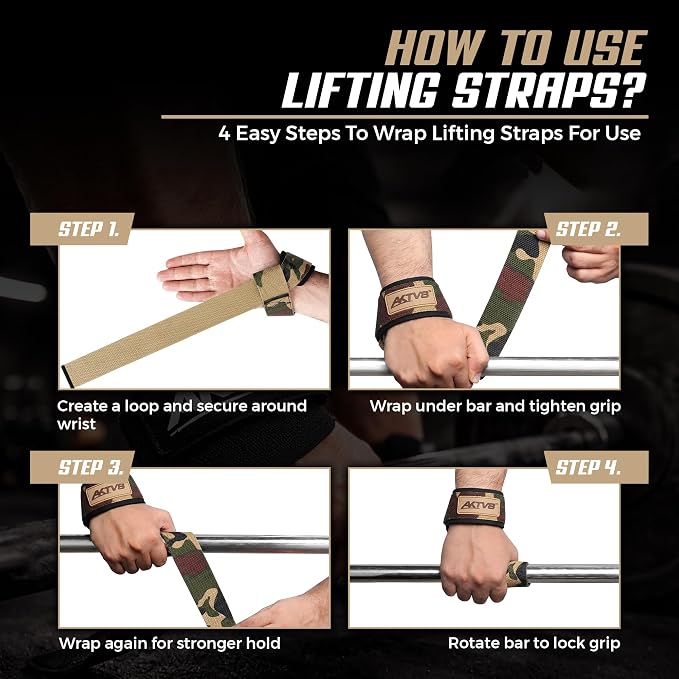 AKTV8 Lifting Straps for Deadlifts, 23 inch 4mm Padded Wrist Straps for Gym | Stronger Grip During Weight Lifting & Powerlifting, Heavy Duty Polyester-Cotton Gym Straps for Pull Ups, Rows & Heavier Lifts