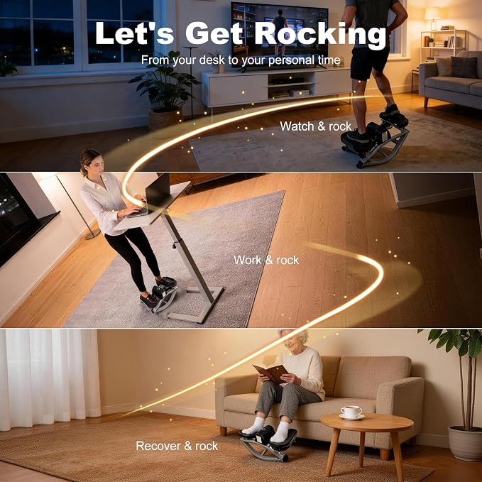 Rock Stepper Machine 3D Lateral Rocking Fitness Stepper | 300lb Weight Capacity, Resistance Bands & LCD Monitor,for Home Workout