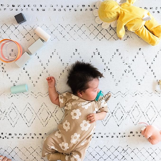 Little Landings Baby Play Mat for Floor - Boho (4x6ft) - Premium EVA Foam Play Mat for Babies & Toddlers (Ages 0-5+) - Non-Toxic Playmat for Tummy Time, Crawling & Playroom - Stylish & Comfortable