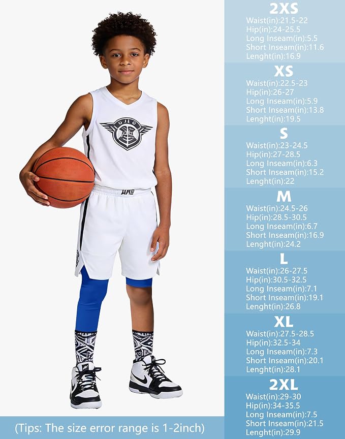 MIVEI One Leg Compression Tights Youth Boys Basketball Leg Sleeve | Kids Compression Pants Girls' Single Leg Tights 3/4 Leggings for Baseball Softball Soccer Running Football, Sports Base Layer