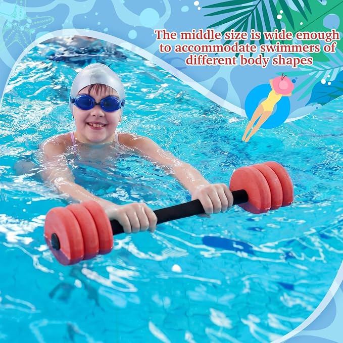 Soulchen Long Aquatic Exercise Dumbbells Pool Exercise Foam Water Weights Dumbbell Aquatic Pool Barbells with High Density EVA Foam for Swim Water Aerobics Workouts Loss