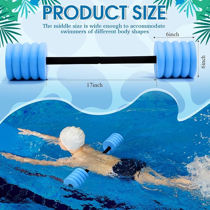 Soulchen Long Aquatic Exercise Dumbbells Pool Exercise Foam Water Weights Dumbbell Aquatic Pool Barbells with High Density EVA Foam for Swim Water Aerobics Workouts Loss